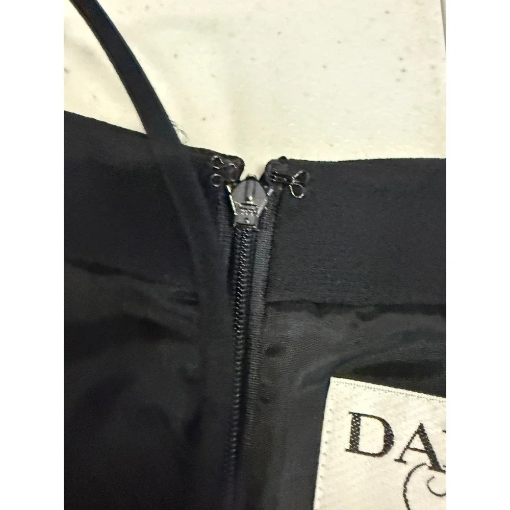 Dyamor Beaded‎ Black Midi Dress Y2K Luxe Minimalist Cocktail size 8